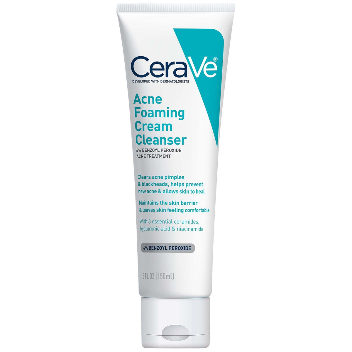 CeraVe Acne Foaming Cream Cleanser 4% Benzoyl Peroxide 150ml bottle