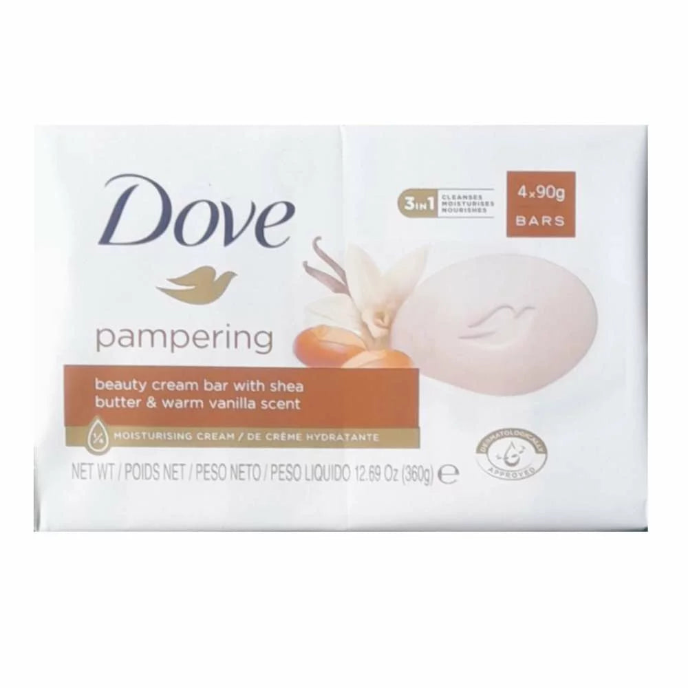 Dove Pampering Beauty Cream Bar with Shea Butter & Warm Vanilla, 4 x 90g
