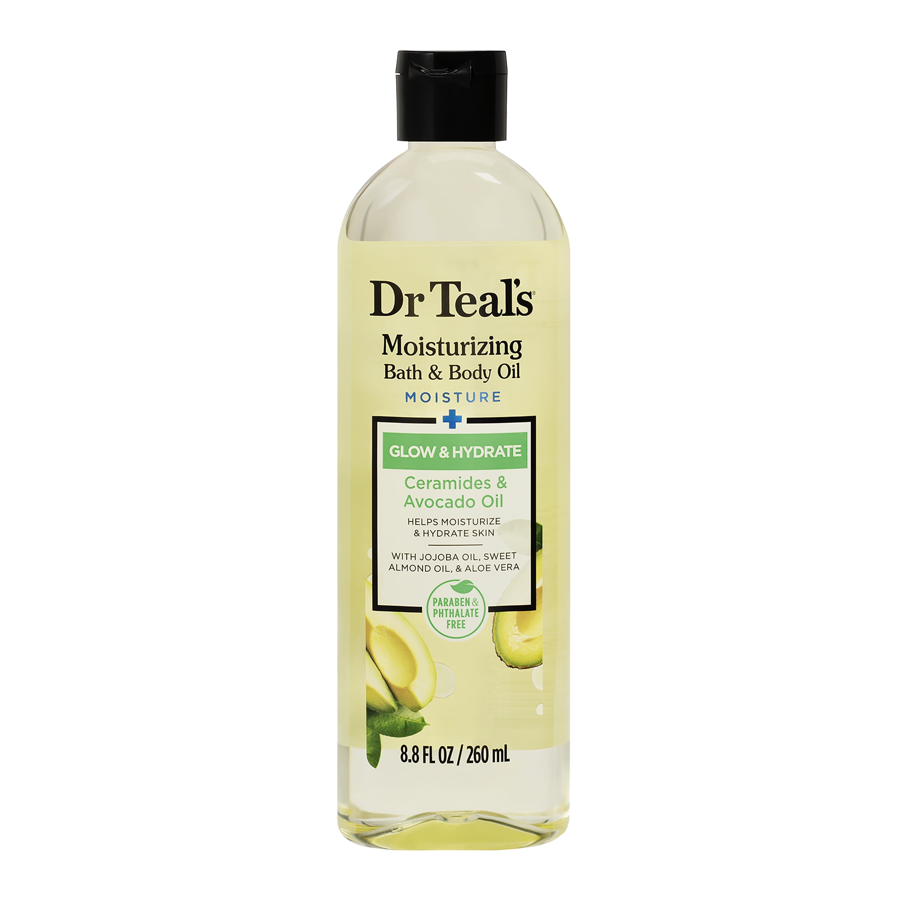Dr Teal's Moisturizing Bath & Body Oil Glow & Hydrate Ceramides & Avocado Oil 8.8 fl oz