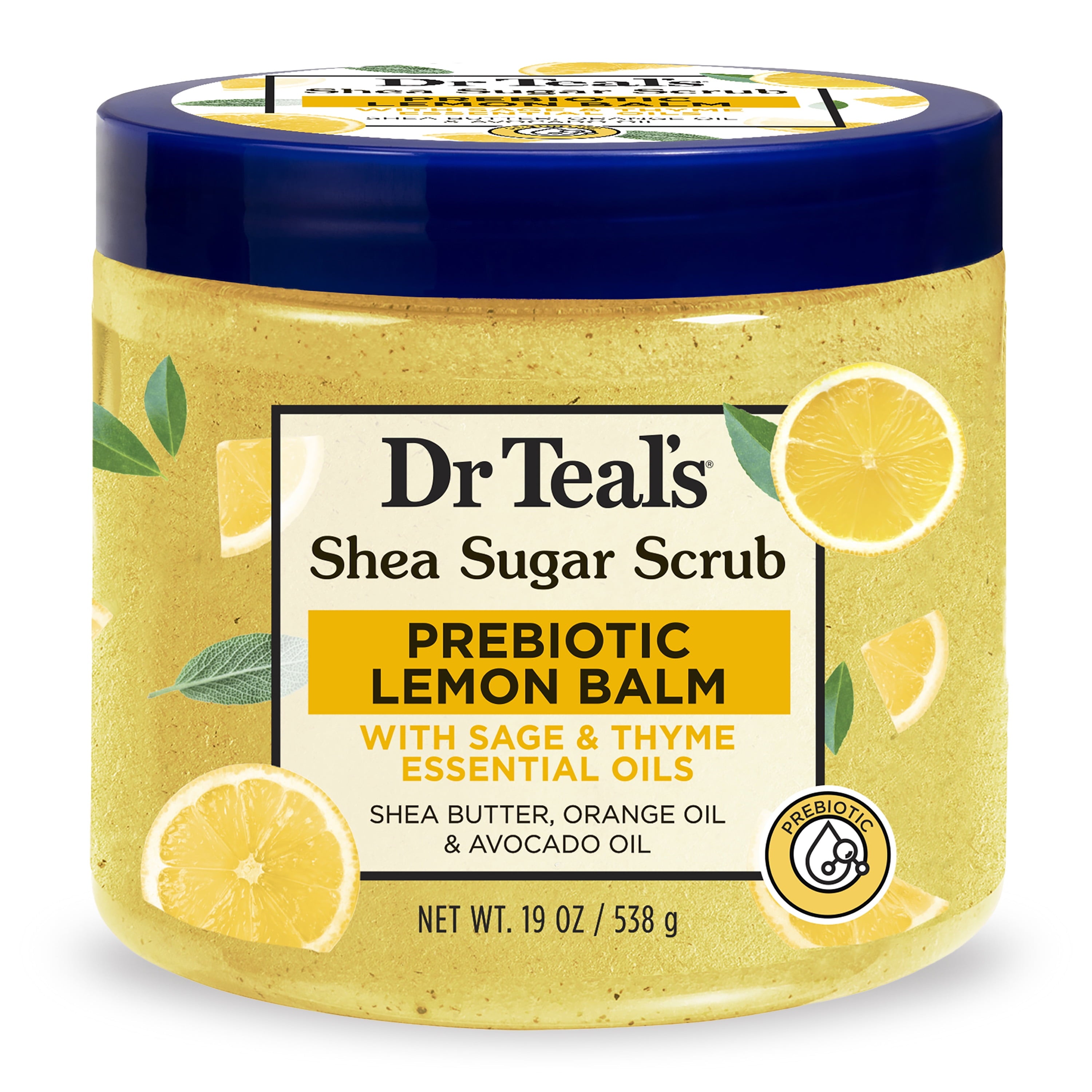 Dr Teal's Shea Sugar Scrub Prebiotic Lemon Balm 538g