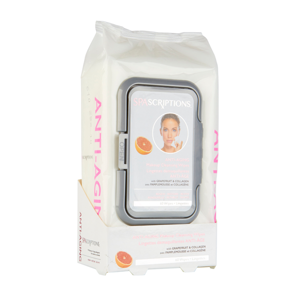 SpaScriptions Anti-Aging Makeup Cleansing Wipes with Grapefruit & Collagen 60 Wipes