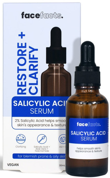 Face Facts Restore and Clarify Salicylic Acid Serum 30ml bottle